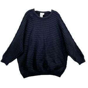 VTG Together Sweater Women's L/XL Black Oversized Wool Blend Preppy 90s Corpcore